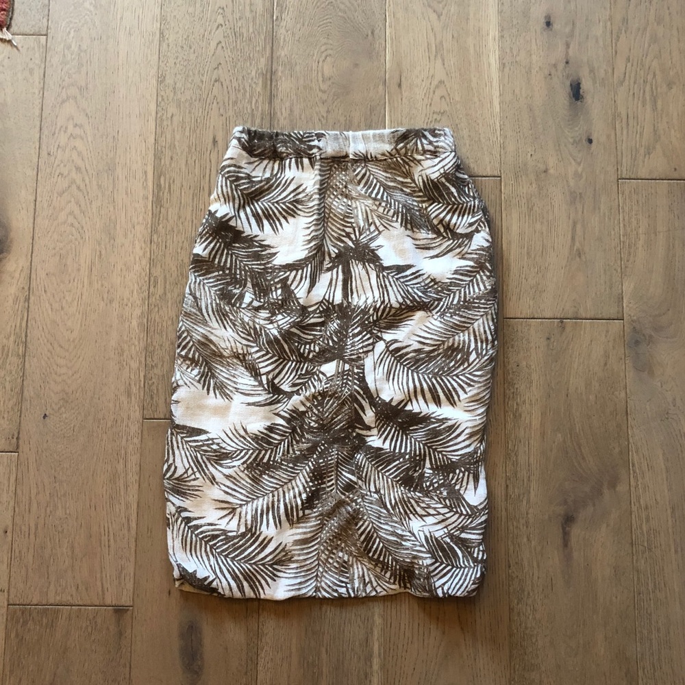 Linen palm tree high waisted skirt